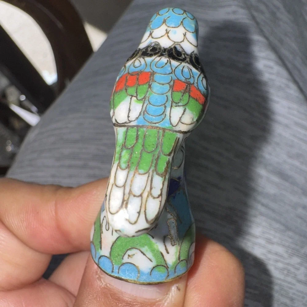 Vintage Oriental Cloisonné Parrot Bird Enamel‎ Sewing Thimble